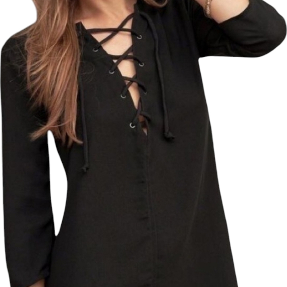 Abercrombie and Fitch Black Lace Up Mini Dress Size Medium